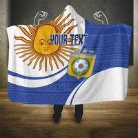 Custom Argentina Football Hooded Blanket Vamos La Albiceleste - Navy Blue Version
