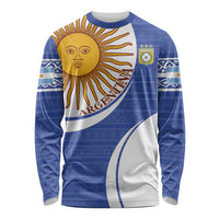 Custom Argentina Football Long Sleeve Shirt Vamos La Albiceleste - Navy Blue Version - Wonder Print Shop
