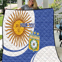 Custom Argentina Football Quilt Vamos La Albiceleste - Navy Blue Version - Wonder Print Shop
