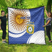 Custom Argentina Football Quilt Vamos La Albiceleste - Navy Blue Version - Wonder Print Shop