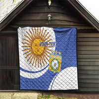 Custom Argentina Football Quilt Vamos La Albiceleste - Navy Blue Version - Wonder Print Shop