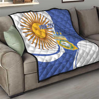 Custom Argentina Football Quilt Vamos La Albiceleste - Navy Blue Version - Wonder Print Shop
