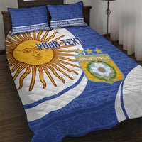 Custom Argentina Football Quilt Bed Set Vamos La Albiceleste - Navy Blue Version - Wonder Print Shop
