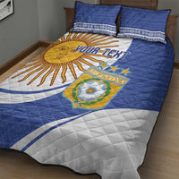 Custom Argentina Football Quilt Bed Set Vamos La Albiceleste - Navy Blue Version - Wonder Print Shop