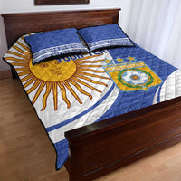 Custom Argentina Football Quilt Bed Set Vamos La Albiceleste - Navy Blue Version - Wonder Print Shop