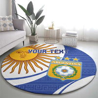Custom Argentina Football Round Carpet Vamos La Albiceleste - Navy Blue Version