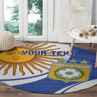 Custom Argentina Football Round Carpet Vamos La Albiceleste - Navy Blue Version