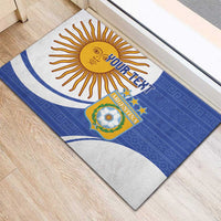 Custom Argentina Football Rubber Doormat Vamos La Albiceleste - Navy Blue Version - Wonder Print Shop