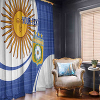 Custom Argentina Football Window Curtain Vamos La Albiceleste - Navy Blue Version - Wonder Print Shop