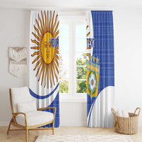 Custom Argentina Football Window Curtain Vamos La Albiceleste - Navy Blue Version - Wonder Print Shop