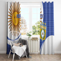 Custom Argentina Football Window Curtain Vamos La Albiceleste - Navy Blue Version - Wonder Print Shop