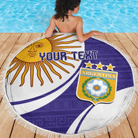 Custom Argentina Football Beach Blanket Vamos La Albiceleste - Purple Version - Wonder Print Shop