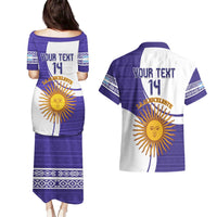 Custom Argentina Football Couples Matching Puletasi and Hawaiian Shirt Vamos La Albiceleste - Purple Version - Wonder Print Shop