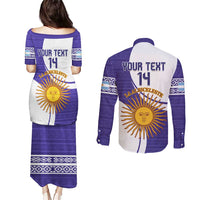 Custom Argentina Football Couples Matching Puletasi and Long Sleeve Button Shirt Vamos La Albiceleste - Purple Version - Wonder Print Shop