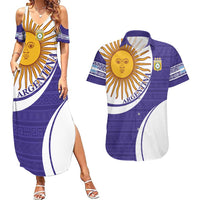 Custom Argentina Football Couples Matching Summer Maxi Dress and Hawaiian Shirt Vamos La Albiceleste - Purple Version - Wonder Print Shop