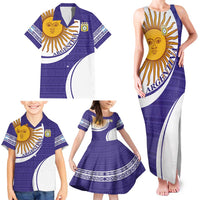 Custom Argentina Football Family Matching Tank Maxi Dress and Hawaiian Shirt Vamos La Albiceleste - Purple Version - Wonder Print Shop