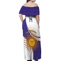 Custom Argentina Football Off Shoulder Maxi Dress Vamos La Albiceleste - Purple Version - Wonder Print Shop