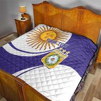 Custom Argentina Football Quilt Vamos La Albiceleste - Purple Version - Wonder Print Shop