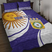 Custom Argentina Football Quilt Bed Set Vamos La Albiceleste - Purple Version - Wonder Print Shop