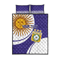 Custom Argentina Football Quilt Bed Set Vamos La Albiceleste - Purple Version - Wonder Print Shop