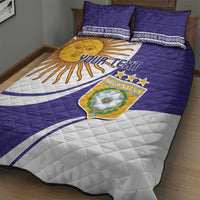 Custom Argentina Football Quilt Bed Set Vamos La Albiceleste - Purple Version - Wonder Print Shop
