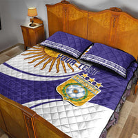 Custom Argentina Football Quilt Bed Set Vamos La Albiceleste - Purple Version - Wonder Print Shop