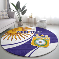 Custom Argentina Football Round Carpet Vamos La Albiceleste - Purple Version