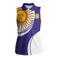 Custom Argentina Football Women Sleeveless Polo Shirt Vamos La Albiceleste - Purple Version - Wonder Print Shop
