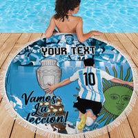 Custom Argentina Football 2024 Beach Blanket Vamos La Seleccion We Are The Champions - Wonder Print Shop