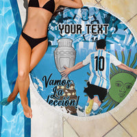Custom Argentina Football 2024 Beach Blanket Vamos La Seleccion We Are The Champions - Wonder Print Shop