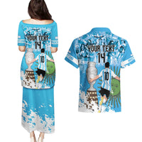 Custom Argentina Football 2024 Couples Matching Puletasi and Hawaiian Shirt Vamos La Seleccion We Are The Champions - Wonder Print Shop