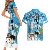 Custom Argentina Football 2024 Couples Matching Short Sleeve Bodycon Dress and Hawaiian Shirt Vamos La Seleccion We Are The Champions - Wonder Print Shop