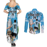 Custom Argentina Football 2024 Couples Matching Summer Maxi Dress and Long Sleeve Button Shirt Vamos La Seleccion We Are The Champions - Wonder Print Shop