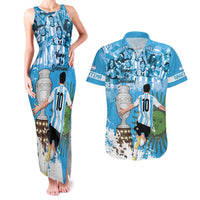 Custom Argentina Football 2024 Couples Matching Tank Maxi Dress and Hawaiian Shirt Vamos La Seleccion We Are The Champions - Wonder Print Shop