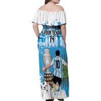 Custom Argentina Football 2024 Family Matching Off Shoulder Maxi Dress and Hawaiian Shirt Vamos La Seleccion We Are The Champions - Wonder Print Shop
