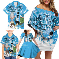 Custom Argentina Football 2024 Family Matching Off Shoulder Short Dress and Hawaiian Shirt Vamos La Seleccion We Are The Champions - Wonder Print Shop