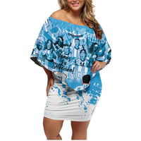 Custom Argentina Football 2024 Family Matching Off Shoulder Short Dress and Hawaiian Shirt Vamos La Seleccion We Are The Champions - Wonder Print Shop