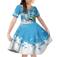 Custom Argentina Football 2024 Family Matching Short Sleeve Bodycon Dress and Hawaiian Shirt Vamos La Seleccion We Are The Champions - Wonder Print Shop