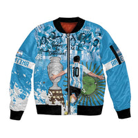 Custom Argentina Football 2024 Sleeve Zip Bomber Jacket Vamos La Seleccion We Are The Champions - Wonder Print Shop