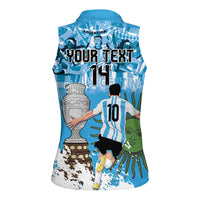 Custom Argentina Football 2024 Women Sleeveless Polo Shirt Vamos La Seleccion We Are The Champions - Wonder Print Shop