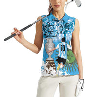 Custom Argentina Football 2024 Women Sleeveless Polo Shirt Vamos La Seleccion We Are The Champions - Wonder Print Shop