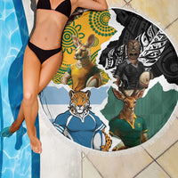Rugby 2025 Championship Beach Blanket Southern Hemisphere Countries Mascots - Wonder Print Shop