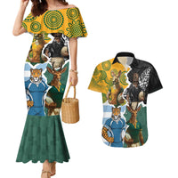Personalised Rugby 2025 Championship Couples Matching Mermaid Dress and Hawaiian Shirt Southern Hemisphere Countries Mascots - Wonder Print Shop