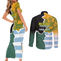 Personalised Rugby 2025 Championship Couples Matching Short Sleeve Bodycon Dress and Long Sleeve Button Shirt Southern Hemisphere Countries Mascots - Wonder Print Shop