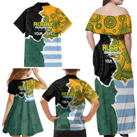 Personalised Rugby 2025 Championship Family Matching Off Shoulder Maxi Dress and Hawaiian Shirt Southern Hemisphere Countries Mascots - Wonder Print Shop