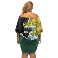 Personalised Rugby 2025 Championship Family Matching Off Shoulder Short Dress and Hawaiian Shirt Southern Hemisphere Countries Mascots - Wonder Print Shop