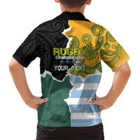 Personalised Rugby 2025 Championship Family Matching Short Sleeve Bodycon Dress and Hawaiian Shirt Southern Hemisphere Countries Mascots - Wonder Print Shop