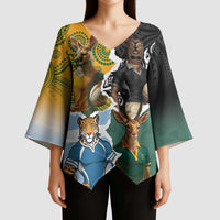 Personalised Rugby 2025 Championship Kimono Sleeve Blouse Southern Hemisphere Countries Mascots - Wonder Print Shop