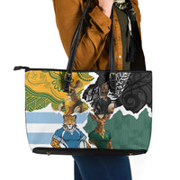 Rugby 2025 Championship Leather Tote Bag Southern Hemisphere Countries Mascots - Wonder Print Shop