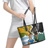 Rugby 2025 Championship Leather Tote Bag Southern Hemisphere Countries Mascots - Wonder Print Shop